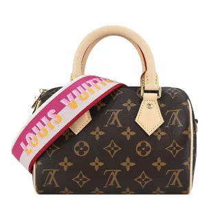 【Louis Vuitton 路易威登】M45948 經典SPEEDY BANDOULI☆RE 20帆布手提/斜背波士頓包(桃紅色)