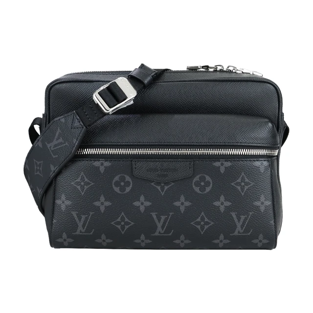 Louis Vuitton 路易威登 M30233 Outdoor系列Taiga牛皮拼接帆布拉鍊斜/肩背信差包(黑)