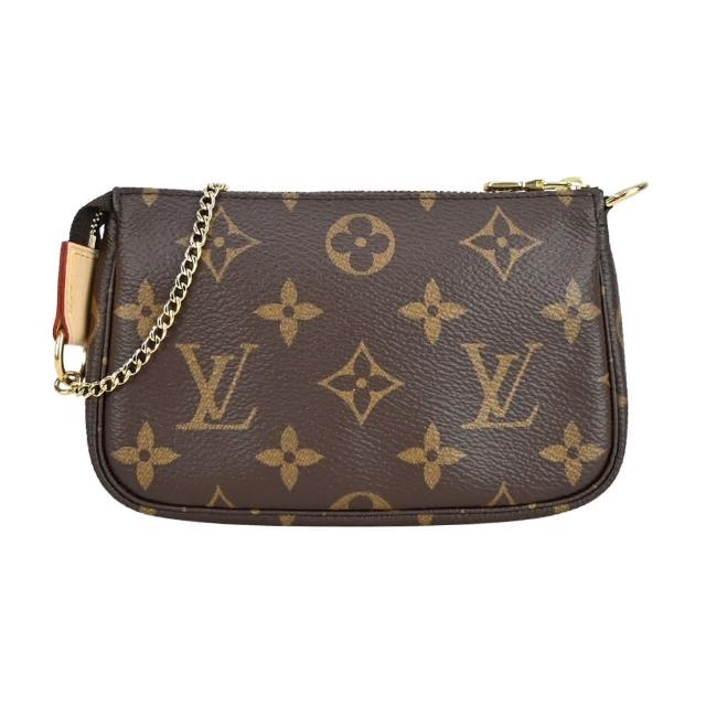 【Louis Vuitton 路易威登】M58009 Monogram 帆布印花迷你鏈帶晚宴/手提包(咖啡)