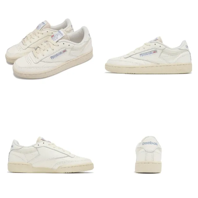 【REEBOK】休閒鞋 Club C 85 女鞋 米 白 皮革 拼接 低筒 復古 小白鞋 運動鞋(100074235) - momo購物網 ...