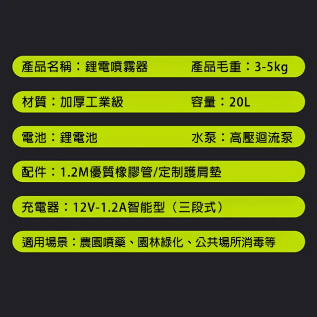 【芝浦】20L電動高壓噴霧器 30mH鋰電三開關高壓水泵 純銅電機(農用打藥機 6.0強勁超霧化打藥桶)