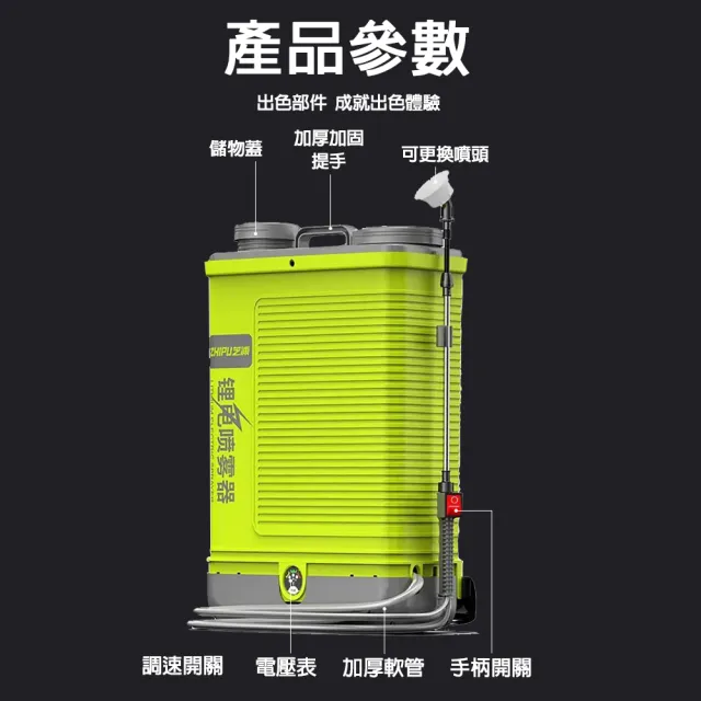 【芝浦】20L電動高壓噴霧器 30mH鋰電三開關高壓水泵 純銅電機(農用打藥機 6.0強勁超霧化打藥桶)