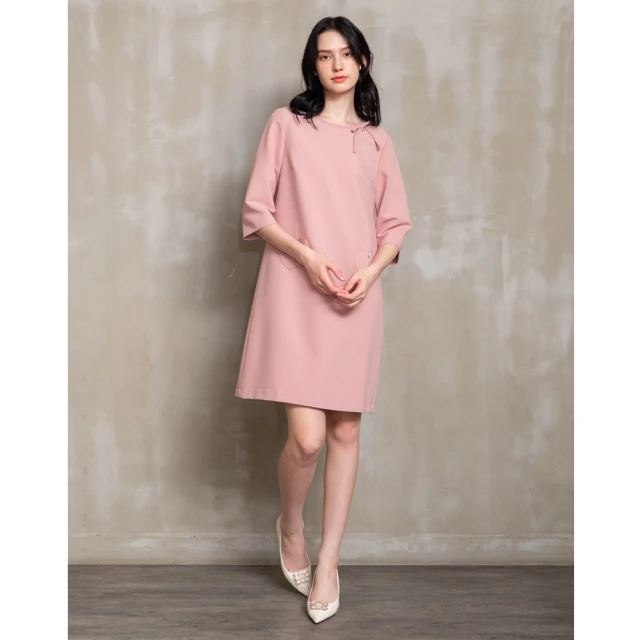 MOMA 海軍藍異材拼接洋裝(深藍色)優惠推薦