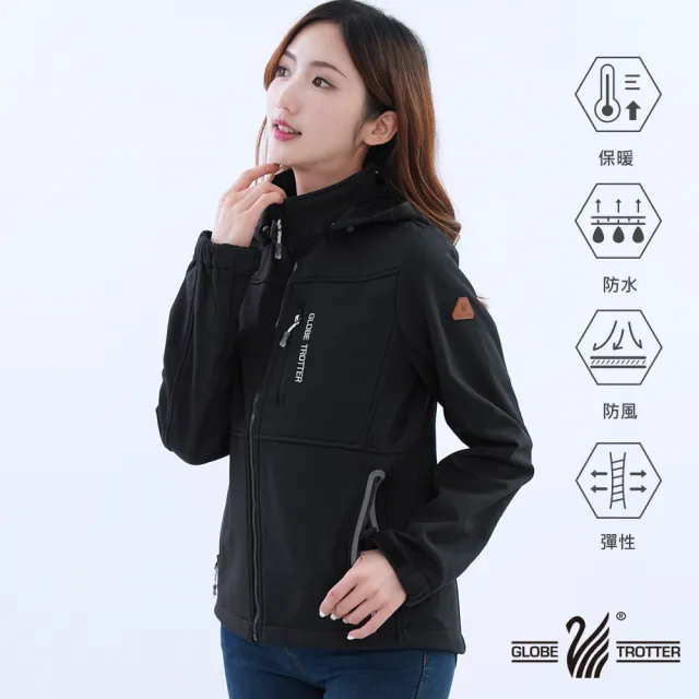【遊遍天下】女款GlobeTex防水防風保暖刷毛軟殼外套(登山騎車 M-5L 大尺碼)