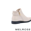 【MELROSE】美樂斯 簡約質感M字釦鬆緊帶拼接牛皮厚底短靴(白)