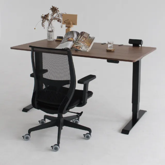 【4Health 舒樂活】i椅 黑框3D扶手 — 居家辦公椅+Standly雙馬達電動升降桌(限時精選組合)