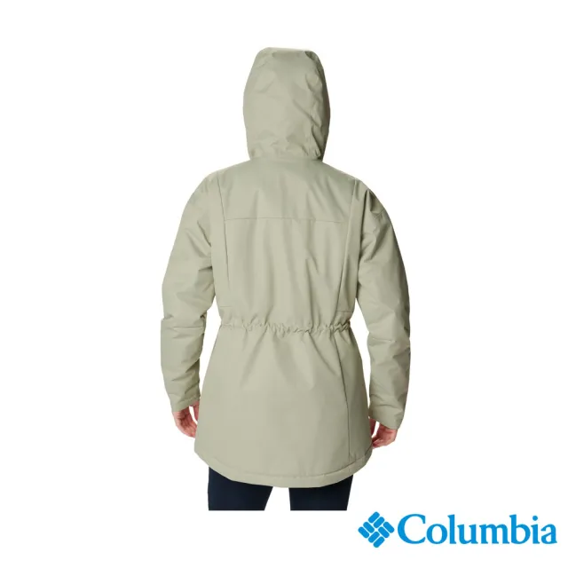 【Columbia 哥倫比亞 官方旗艦】女款-Hikebound™Omni-Tech防水長版鋁點保暖填充外套-灰綠(UWR78700GG/HF)