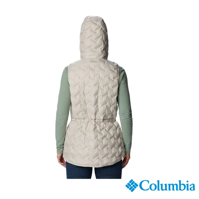 【Columbia 哥倫比亞 官方旗艦】女款-Delta Ridge™Omni-Heat鋁點保暖650羽絨連帽背心-卡其(UWR17270KI/HF)