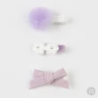 【Happy Prince】韓國製 Everybly淺紫毛球蝴蝶結小花女嬰兒童髮夾3件組(女童髮飾)