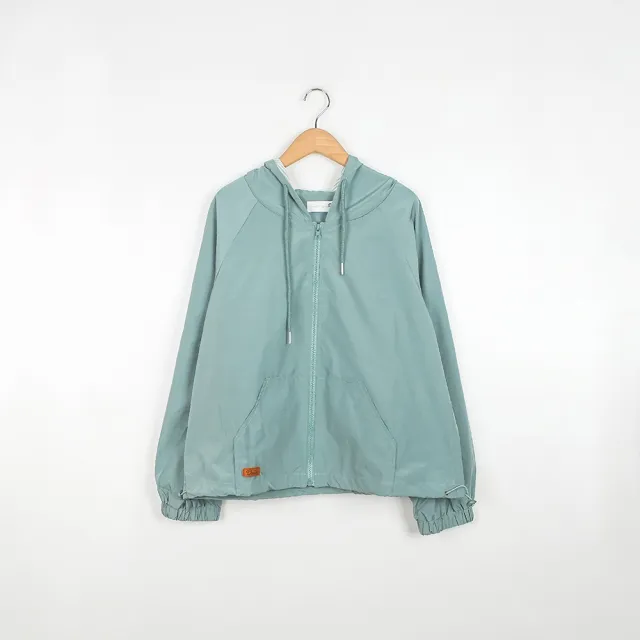 【Dailo】速乾防潑水短版風衣連帽長袖外套(藍 綠 米/魅力商品)