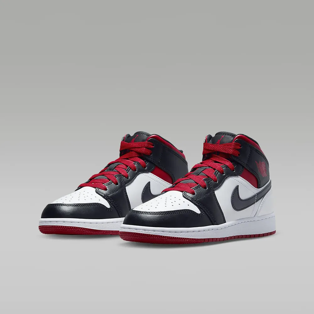 【NIKE 耐吉】休閒 籃球鞋 運動鞋 AIR JORDAN 1 MID GS 男鞋 女鞋 大童 黑白紅(DQ8423106)