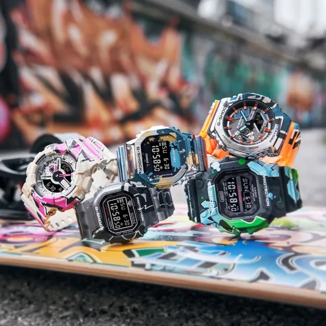 【CASIO 卡西歐】G-SHOCK 塗鴉藝術 街頭原創 人氣雙顯 GA-110SS-1A_51.2mm