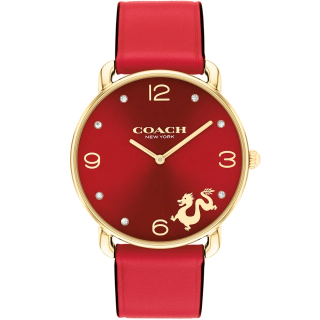 【COACH】龍年紀念款皮帶腕錶-36mm(14504239)