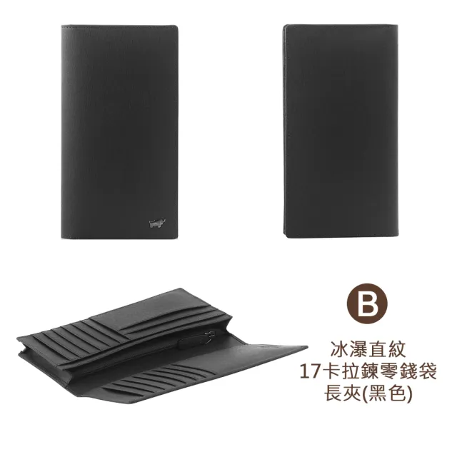 【BRAUN BUFFEL 德國小金牛】限時優惠 多卡窗格零錢袋真皮男夾長夾(多款任選)