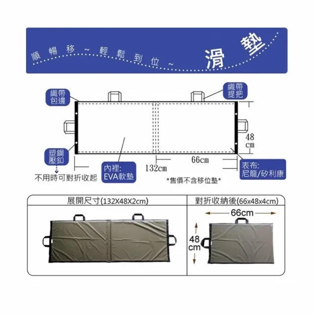 【海夫健康生活館】RH-HEF 橄欖綠順暢移動 滑墊板 移位滑墊B款 132x48x2cm(ZHTW1830)