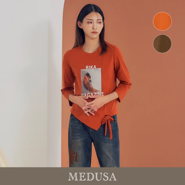 MEDUSA 曼度莎 現貨-RIKA 側切接綁結T恤 - 2色（M-2L）｜休閒上衣 長袖上衣 長袖T恤 冬新品(201-23601)