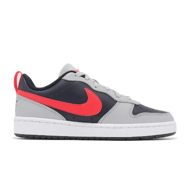 【NIKE 耐吉】休閒鞋 Court Borough Low Recraft GS 大童 女鞋 灰 紅 皮革 低筒(DV5456-003)