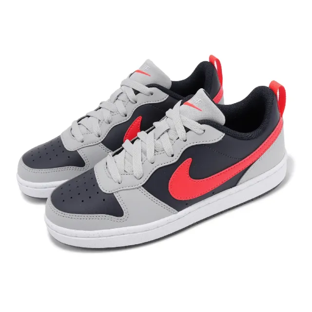 【NIKE 耐吉】休閒鞋 Court Borough Low Recraft GS 大童 女鞋 灰 紅 皮革 低筒(DV5456-003)