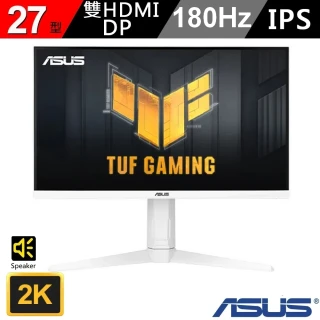 【ASUS 華碩】TUF Gaming VG27AQL3A-W 180Hz HDR 27型 電競螢幕(白色)
