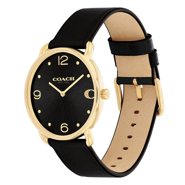 【COACH】官方授權經銷商 Elliot 簡約大數字面盤手錶-36mm/黑X金 送禮 禮物(14504245)