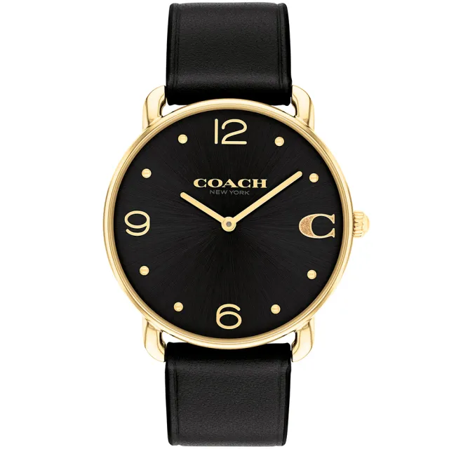 【COACH】官方授權經銷商 Elliot 簡約大數字面盤手錶-36mm/黑X金 送禮 禮物(14504245)