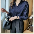 【Shiny 藍格子】直條紋寬鬆設計長袖襯衫 V3884 現+預(女裝)