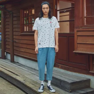 【EDWIN】江戶勝 女裝 街頭潮寬錐型牛仔褲(漂淺藍)