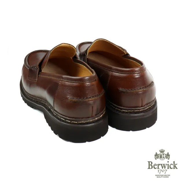 【Berwick】經典厚底素面手工便士樂福鞋 深棕色(B5293-DBR)