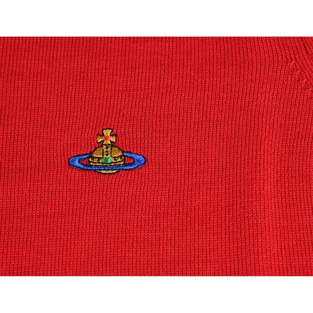 【Vivienne Westwood】Vivienne Westwood刺繡星球LOGO羊毛圓領短袖上衣(女款/紅)