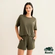 【Roots】Roots女裝-都會探索系列 環保材質彈性綁腰上衣(橄欖綠)