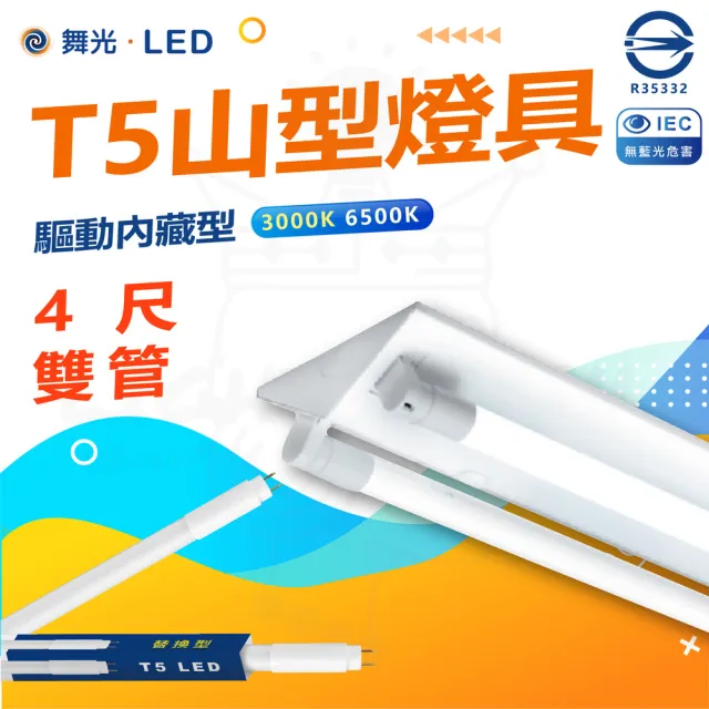 【DanceLight 舞光】10入組 T5 LED 4尺 雙管 山形燈具 山型燈具(白光/黃光)
