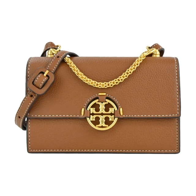 TORY BURCHTORY BURCH MILLER 雙T金字LOGO鍊帶編織手提/肩背包(迷你/棕)