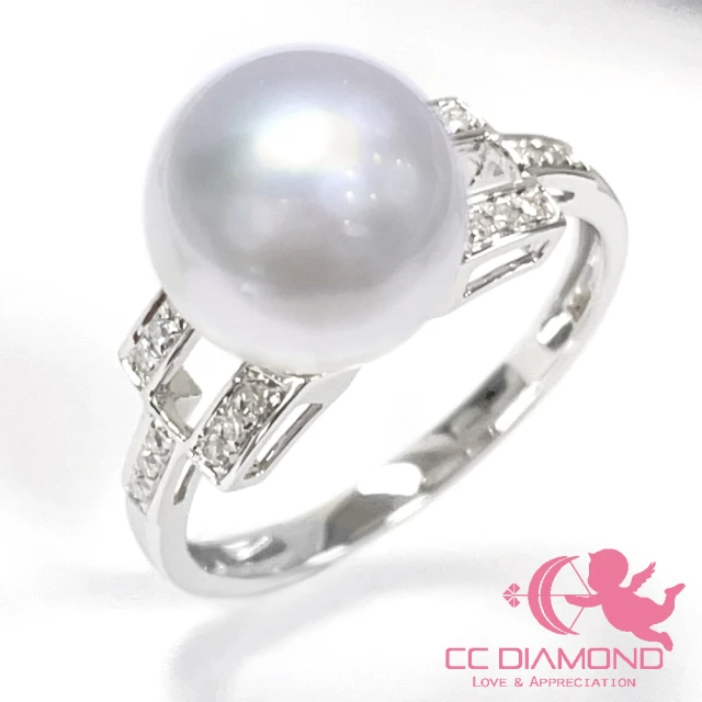 CC DiamondCC Diamond 天然南洋澳白珍珠 18K鑲鑽石戒指(9.3mm)