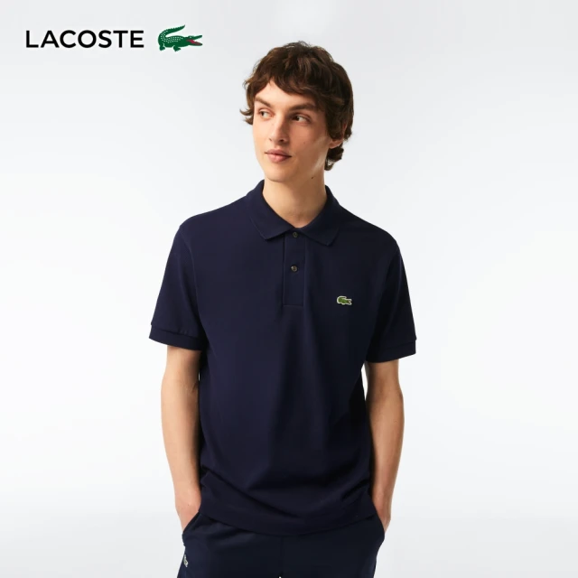 【LACOSTE】男裝-經典重磅棉短袖Polo衫(藍色)
