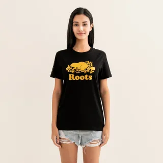 【Roots】Roots女裝-#Roots50系列 光芒海狸經典短袖T恤(黑色)