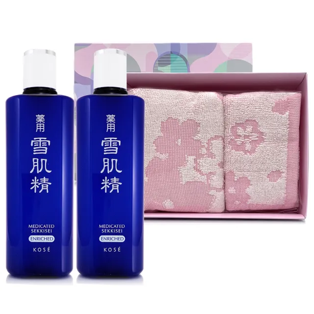 KOSE 高絲 雪肌精化妝水200ml*2-雙瓶組 - 一般型/極潤型-無盒版 - 贈櫻花毛巾禮盒組*1盒(專櫃公司貨)