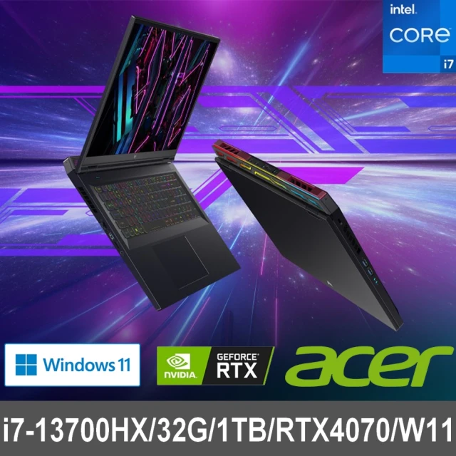 Acer 宏碁 18吋i7 RTX電競筆電(Predator/PH18-71-77ZF/i7-13700HX/32G/1T SSD/RTX4070/W11)