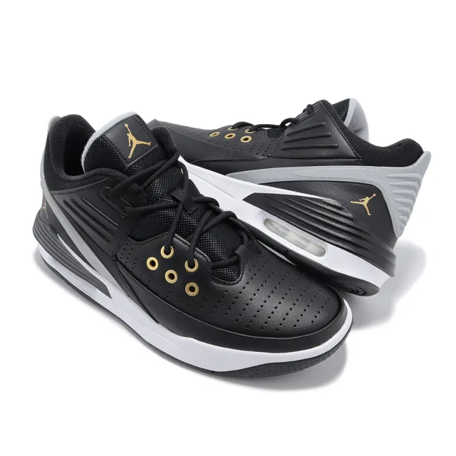 【NIKE 耐吉】籃球鞋 Jordan Max Aura 5 男鞋 黑 金 喬丹 皮革 氣墊 緩震 運動鞋(DZ4353-017)
