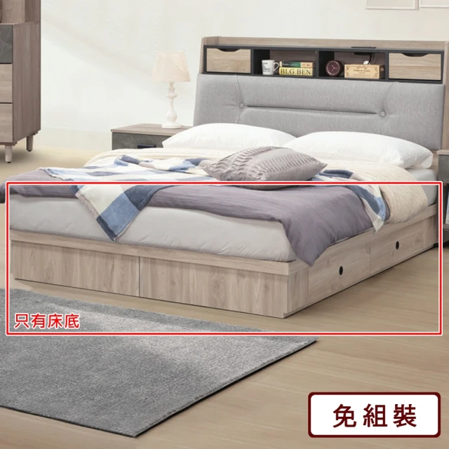 AS 雅司設計 朵朵6尺工業風木芯床底-只有床底--181×