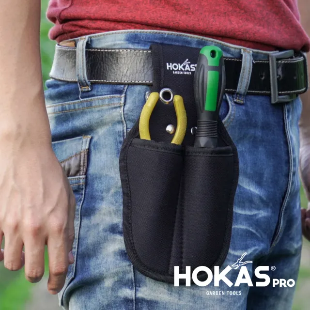 【HOKAS】兩入工具袋 尺寸S(台灣製 工具套 收納套 工具袋 腰包 加厚帆布 水電腰包 S416)