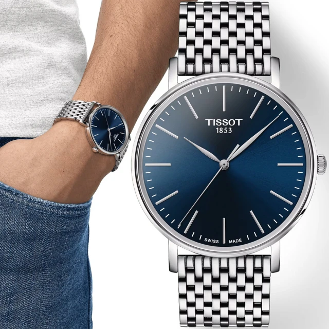 【TISSOT 天梭】官方授權 Everytime 經典雋永大三針手錶-40mm 送行動電源 畢業禮物(T1434101104100)