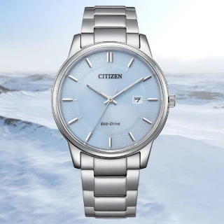 【CITIZEN 星辰】PAIR 光動能 日系簡約 大三針潮男腕錶-冰雪藍40mm(BM6978-77L 情侶錶 對錶)
