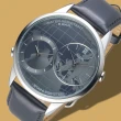 【ALBA】雅柏手錶 黑銀地球紋兩地時間皮帶男錶/AZ9009X1(保固二年)
