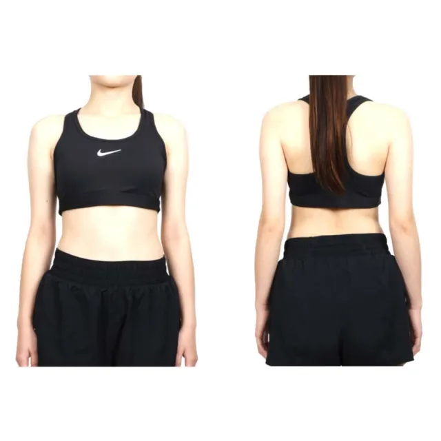 【NIKE 耐吉】女中度支撐運動內衣-DRI FIT 韻律 運動背心 BRA 慢跑 訓練 黑白(DX6822-010)