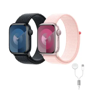 二合一充電線組【Apple】Apple Watch S9 GPS 45mm(鋁金屬錶殼搭配運動型錶環)