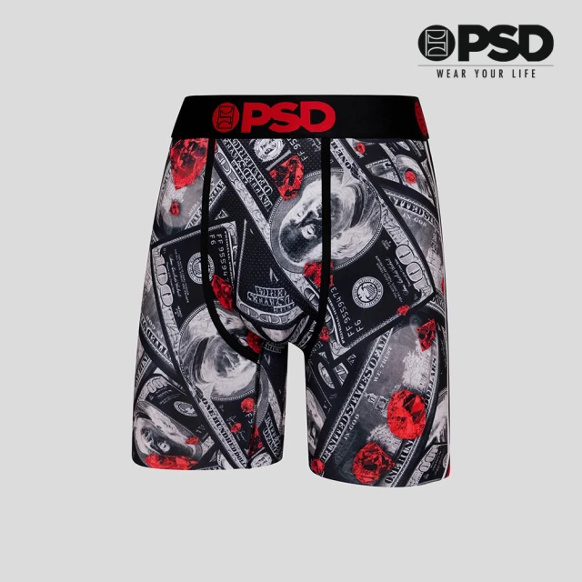 PSD UnderwearPSD Underwear MONEY- 平口四角褲-血鑽石-黑色
