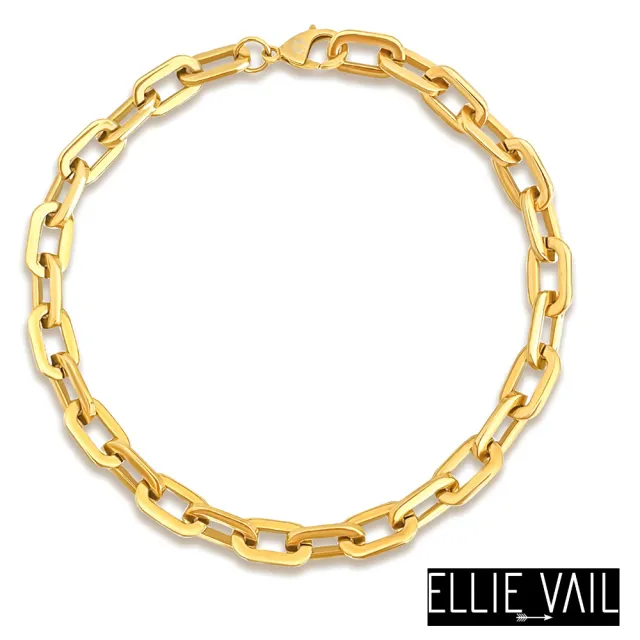 【ELLIE VAIL】邁阿密防水珠寶 金色方形項鍊 經典寬版造型項鍊 Gage Oversized Link(防水珠寶)