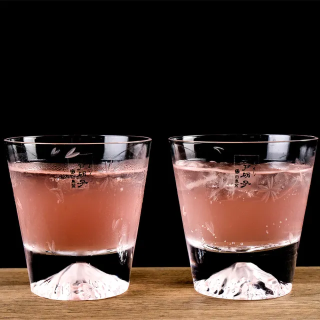 【田島硝子】日本手工吹製 富士山櫻花杯 2入組(TG16-015-RS+TG16-015-RS)
