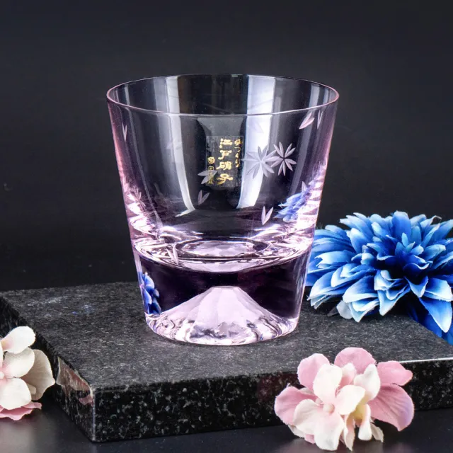 【田島硝子】富士山杯 日本手工吹製威士忌粉櫻杯 隨飲料變色 玻璃杯(TG21-015-RPS)