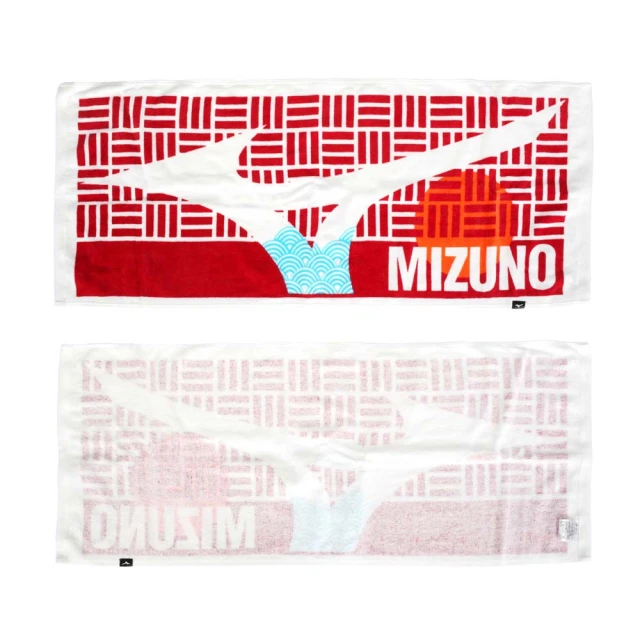 MIZUNO 美津濃 日製運動毛巾-純棉 海邊 游泳 戲水 慢跑 美津濃 紅橘白(32JY211262)